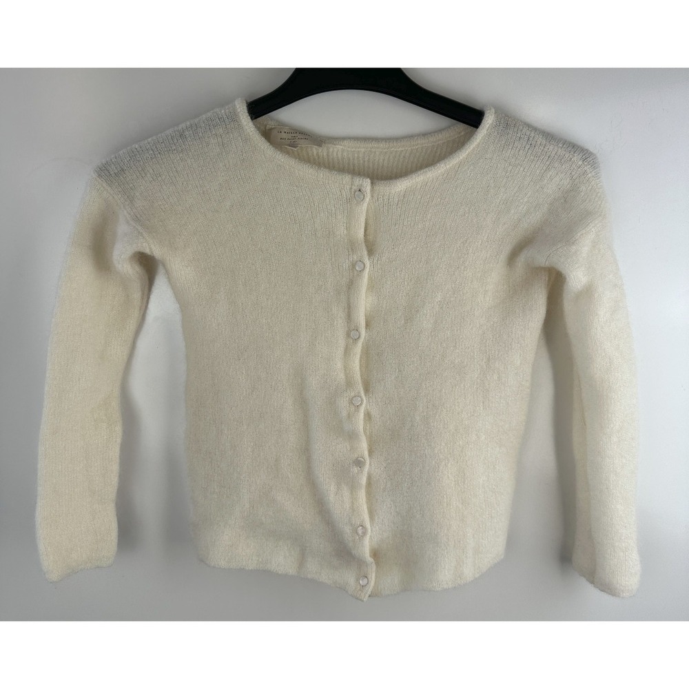 Sezane Gaspard Super Kid Mohair Baby Alpaca Ecru Cardigan Sweater XXS Luxury - Picture 14 of 14